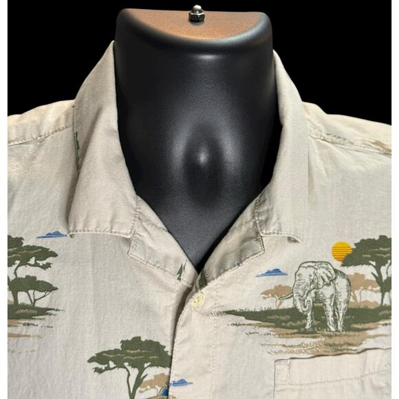 Safari Print Button Up Shirt XL Men’s 18/20 Elephant Giraffe Arizona Jean Co - Picture 4 of 12